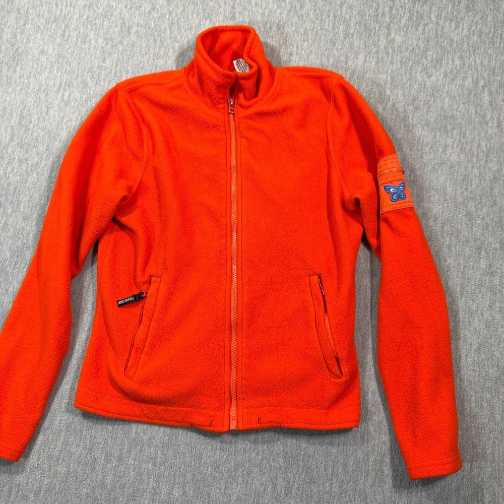 Energie Fleece Jacketβ Womens Medium Orange Polar 2000 Butterfly Patch Full Zip